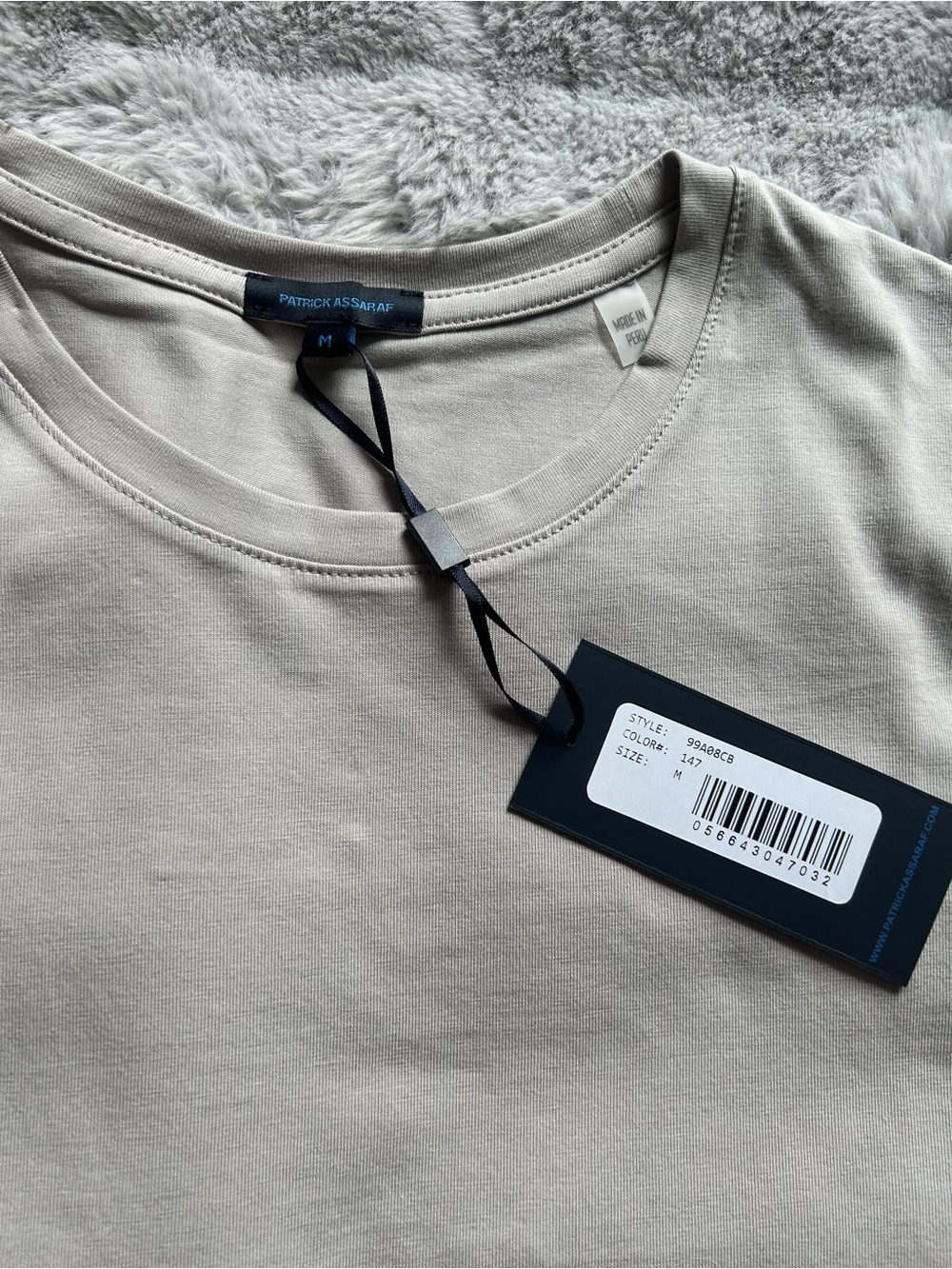 Men’s Patrick Assaraf Iconic Pima Cotton T-Shirt in Colour Lunar